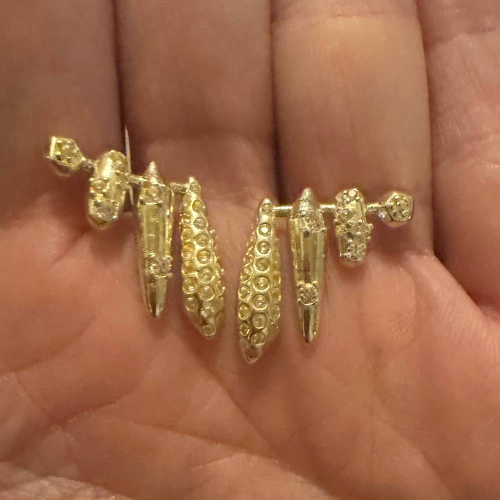 Authentic Kendra Scott gold with sparkling embellishments climber earrings